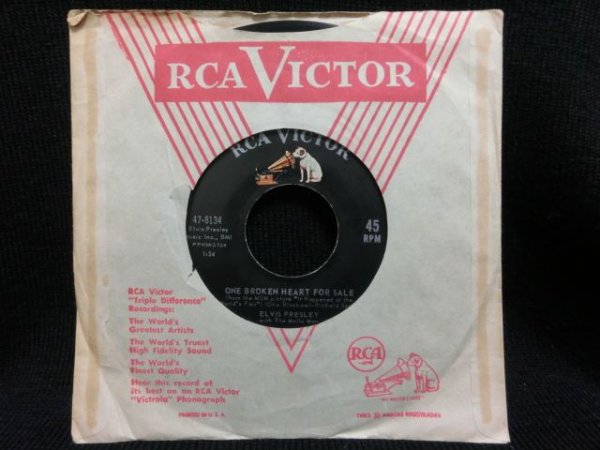 画像1: エルヴィス・プレスリーUS原盤★ELVIS PRESLEY-『破れたハートを売り物に/ONE BROKEN HEART FOR SALE』 (1)