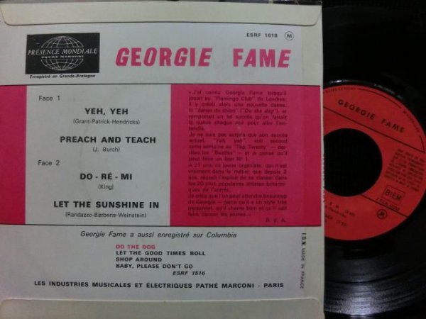画像2: ジョージィ・フェイム/France原盤EP★GEORGIE FAME-『YEH YEH』 (2)