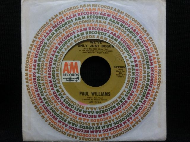 Roger Nichols名曲カバー☆PAUL WILLIAMS-『愛のプレリュード/WE'VE ONLY JUST BEGUN』 - MODERN  RECORDS 3号店